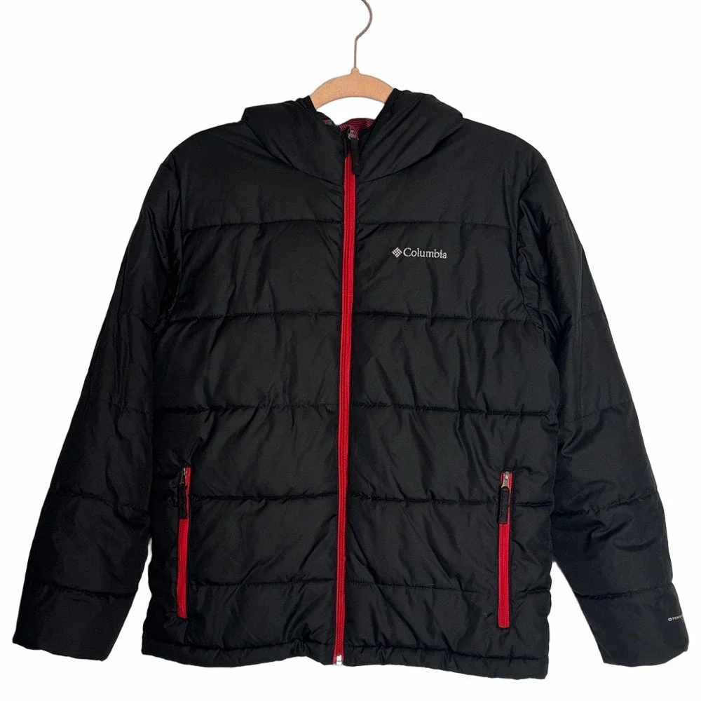 Columbia Black Jacket with Red Zipper size 14/16